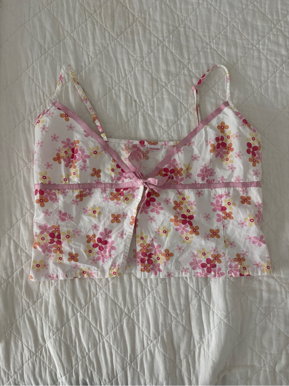 Vintage Y2K Floral Tie-Front Cami 🌸💗